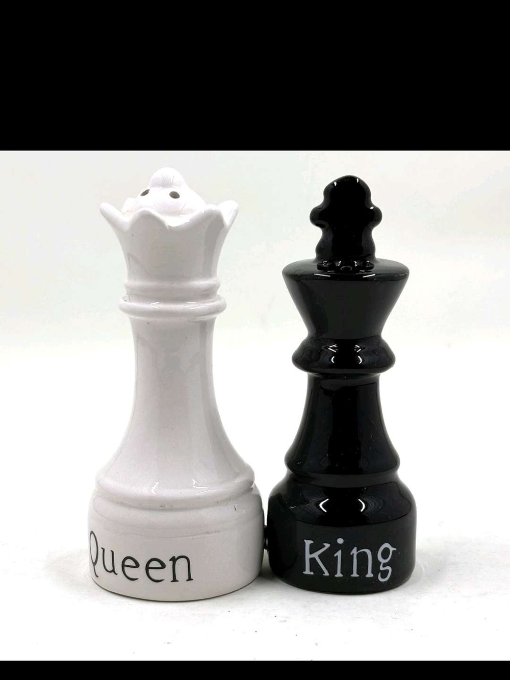 Pacifica Black & White King and Queen Chess Piece Salt and Pepper Shakers